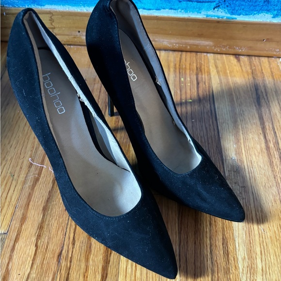 Black Faux Suede Heels - Picture 2 of 2